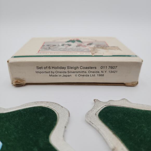 Vintage Oneida Christmas Holiday Sleigh Coaster Silver Wm A Rogers w/ Box Set 6 - Picture 8 of 8
